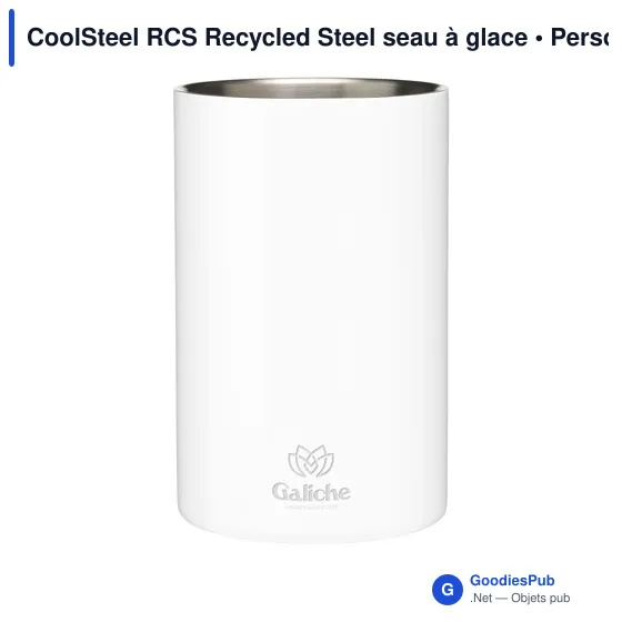 Seau à glace personnalisable en acier inoxydable recyclé - CoolSteel RCSavec logo - Image 12