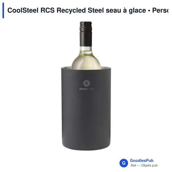Seau à glace personnalisable en acier inoxydable recyclé - CoolSteel RCSavec logo - Image 4