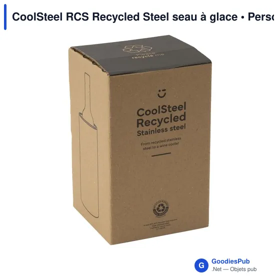Seau à glace personnalisable en acier inoxydable recyclé - CoolSteel RCSavec logo - Image 5