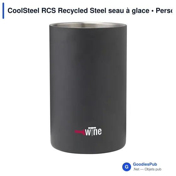 Seau à glace personnalisable en acier inoxydable recyclé - CoolSteel RCSavec logo - Image 7