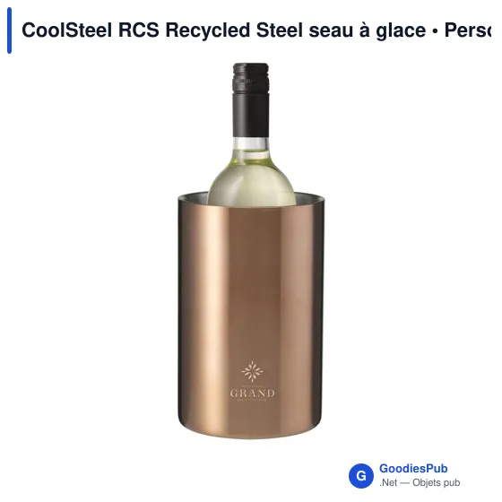 Seau à glace personnalisable en acier inoxydable recyclé - CoolSteel RCSavec logo - Image 8