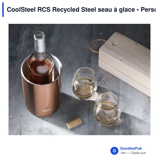 Seau à glace personnalisable en acier inoxydable recyclé - CoolSteel RCSavec logo - Image 9