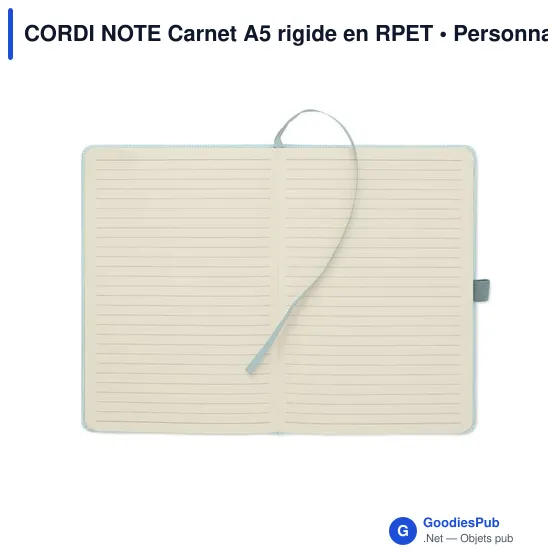 Carnet A5 personnalisable en RPET avec logo - CORDI NOTE - Image 4