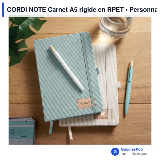 Carnet A5 personnalisable en RPET avec logo - CORDI NOTE - Image 5