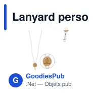 Lanyard personnalisable en cordon de coton naturel avec logo - 45 cm - Miniature 1