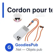 Cordon pour téléphone personnalisable en R-PET réglable avec logo - 82 cm - Miniature 1