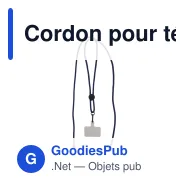 Cordon pour téléphone personnalisable en R-PET réglable avec logo - 82 cm - Miniature 2