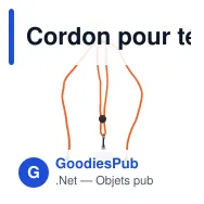 Cordon pour téléphone personnalisable en R-PET réglable avec logo - 82 cm - Miniature 5