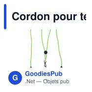 Cordon pour téléphone personnalisable en R-PET réglable avec logo - 82 cm - Miniature 7