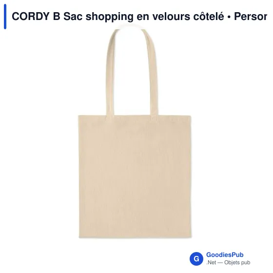 Sac shopping personnalisable en velours côtelé avec logo - CORDY B - Image 2