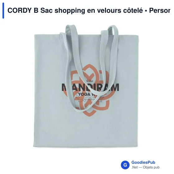 Sac shopping personnalisable en velours côtelé avec logo - CORDY B - Image 12