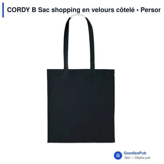 Sac shopping personnalisable en velours côtelé avec logo - CORDY B - Image 7
