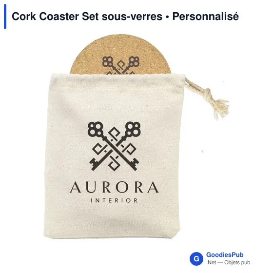 Sous-verres personnalisables en liège avec logo - Cork Coaster Set - Image 1