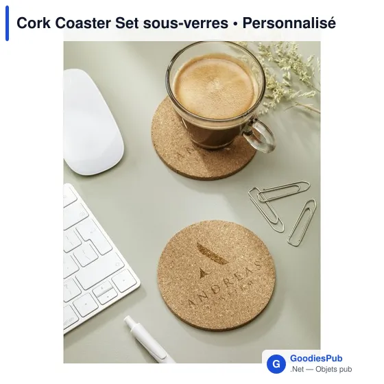 Sous-verres personnalisables en liège avec logo - Cork Coaster Set - Image 4