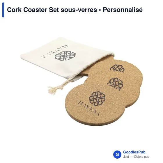 Sous-verres personnalisables en liège avec logo - Cork Coaster Set - Image 5