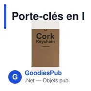 Porte-clés en liège personnalisable avec logo - Cork Key Ring - Miniature 1