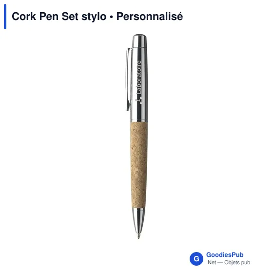 Stylo à bille personnalisable en liège avec logo - Cork Pen Set - Image 2