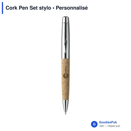 Stylo à bille personnalisable en liège avec logo - Cork Pen Set - Image 3