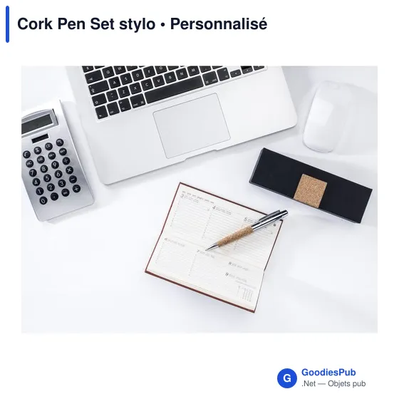 Stylo à bille personnalisable en liège avec logo - Cork Pen Set - Image 4