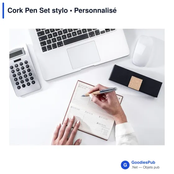 Stylo à bille personnalisable en liège avec logo - Cork Pen Set - Image 5