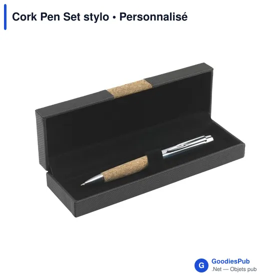 Stylo à bille personnalisable en liège avec logo - Cork Pen Set - Image 6