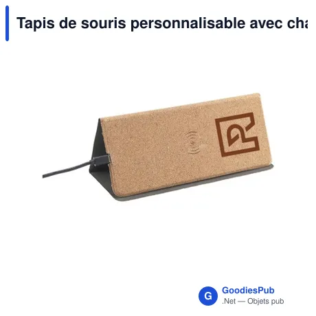 Tapis de souris personnalisable avec chargeur sans fil - Cork Wirelessavec logo