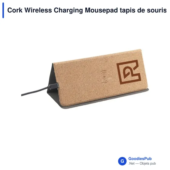 Tapis de souris personnalisable avec chargeur sans fil - Cork Wirelessavec logo - Image 1