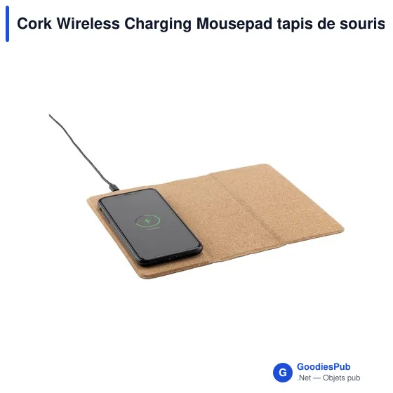 Tapis de souris personnalisable avec chargeur sans fil - Cork Wirelessavec logo - Image 2