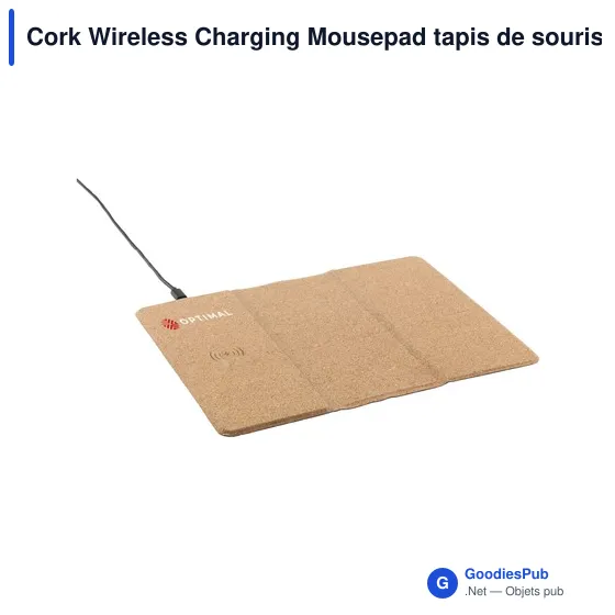 Tapis de souris personnalisable avec chargeur sans fil - Cork Wirelessavec logo - Image 3