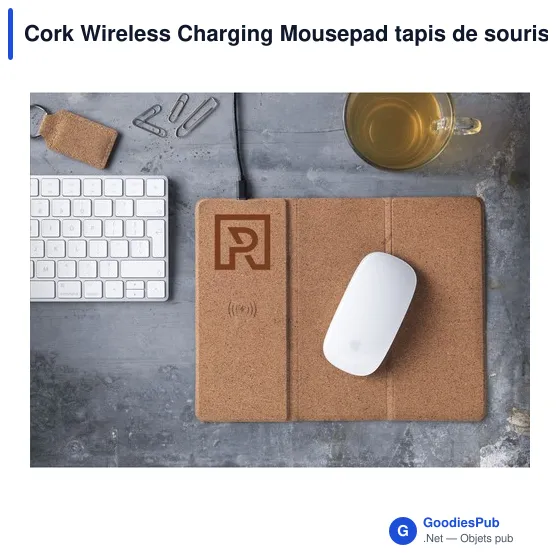 Tapis de souris personnalisable avec chargeur sans fil - Cork Wirelessavec logo - Image 6