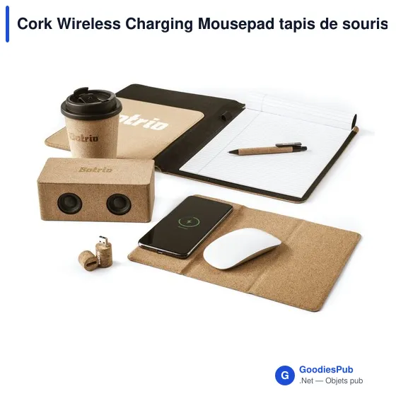 Tapis de souris personnalisable avec chargeur sans fil - Cork Wirelessavec logo - Image 9