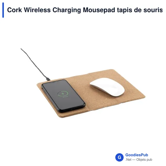 Tapis de souris personnalisable avec chargeur sans fil - Cork Wirelessavec logo - Image 10