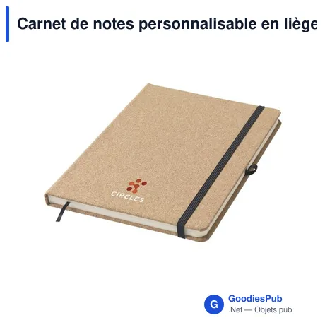 Carnet de notes personnalisable en liège A5 avec logo