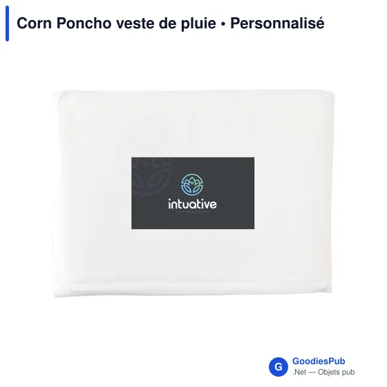 Poncho de pluie personnalisable en matériau biodégradable - Corn Ponchoavec logo - Image 2