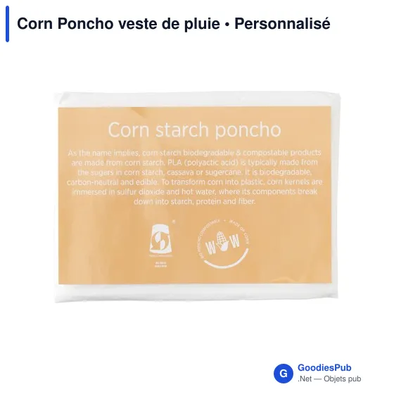 Poncho de pluie personnalisable en matériau biodégradable - Corn Ponchoavec logo - Image 4