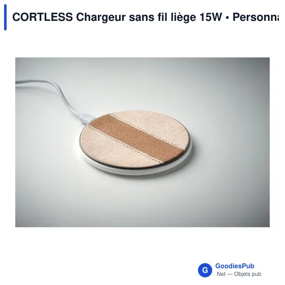 Chargeur sans fil personnalisable en liège 15W avec logo - Image 3