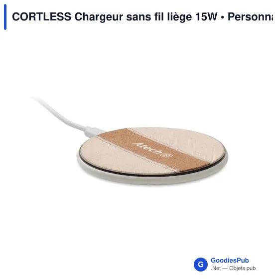 Chargeur sans fil personnalisable en liège 15W avec logo - Image 4