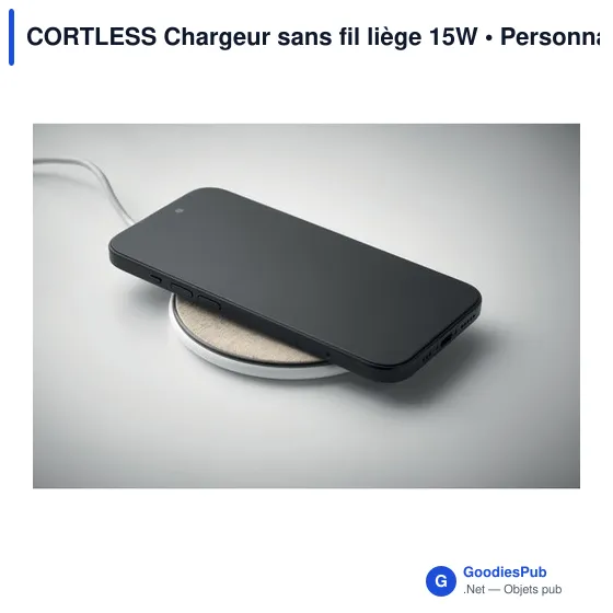 Chargeur sans fil personnalisable en liège 15W avec logo - Image 5