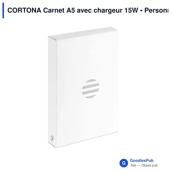 Carnet A5 personnalisable avec chargeur sans fil 15W - CORTONAavec logo - Image 4