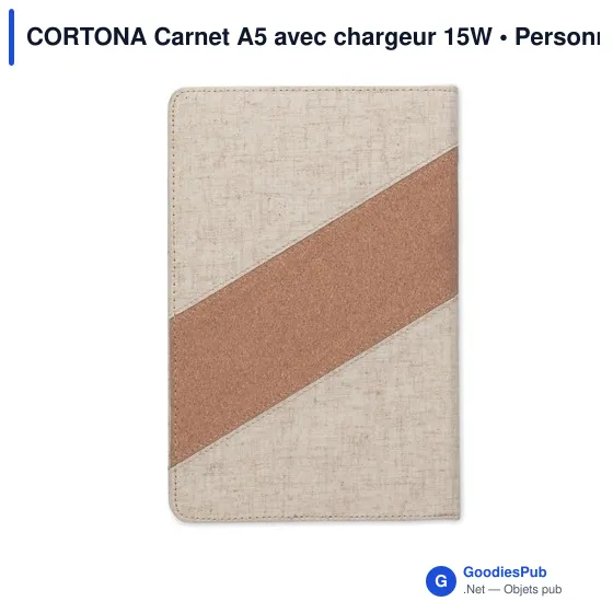 Carnet A5 personnalisable avec chargeur sans fil 15W - CORTONAavec logo - Image 6