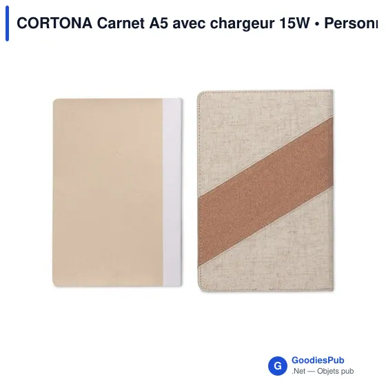 Carnet A5 personnalisable avec chargeur sans fil 15W - CORTONAavec logo - Image 7