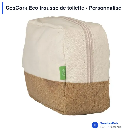 Trousse de toilette personnalisable en toile organique - CosCork Ecoavec logo - Image 1
