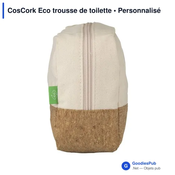 Trousse de toilette personnalisable en toile organique - CosCork Ecoavec logo - Image 2