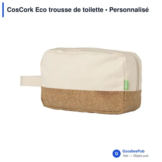 Trousse de toilette personnalisable en toile organique - CosCork Ecoavec logo - Image 3