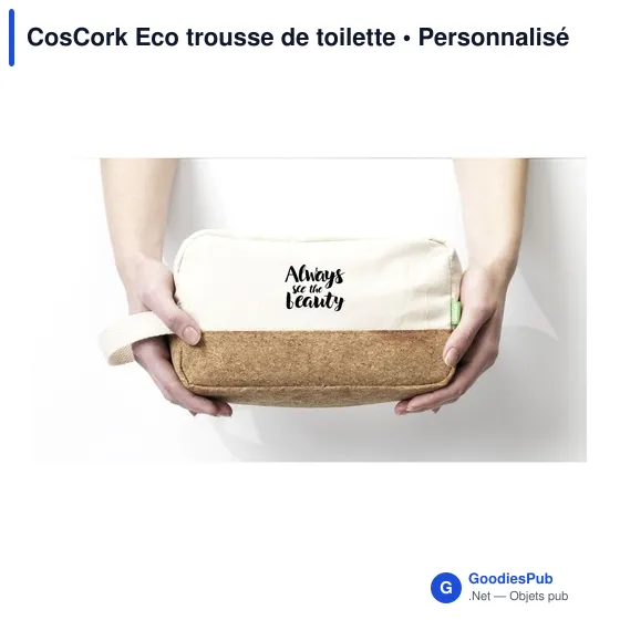 Trousse de toilette personnalisable en toile organique - CosCork Ecoavec logo - Image 5