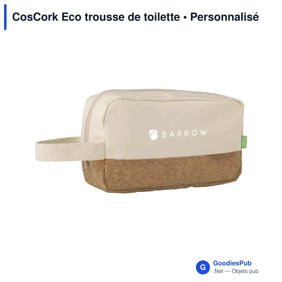 Trousse de toilette personnalisable en toile organique - CosCork Ecoavec logo - Image 7