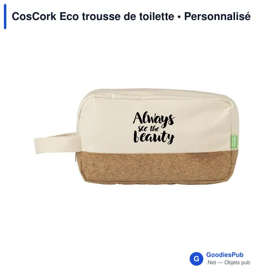 Trousse de toilette personnalisable en toile organique - CosCork Ecoavec logo - Image 8