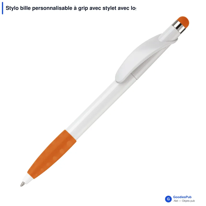 Stylo bille personnalisable à grip avec stylet avec logo - Cosmo Stylus Grip - Image 2