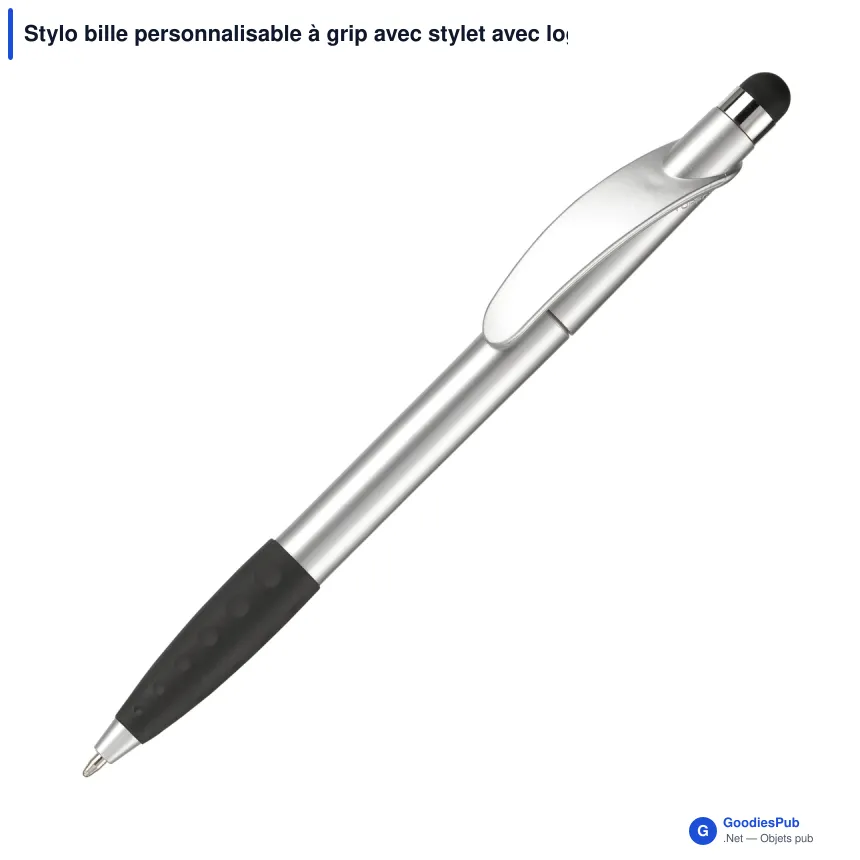 Stylo bille personnalisable à grip avec stylet avec logo - Cosmo Stylus Grip - Image 3