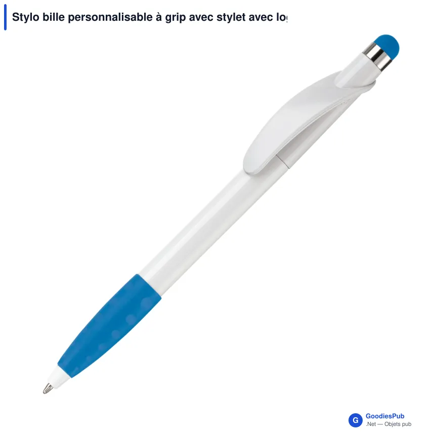 Stylo bille personnalisable à grip avec stylet avec logo - Cosmo Stylus Grip - Image 4